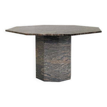 Table à manger octogonale vintage en granit, pierre naturelle
