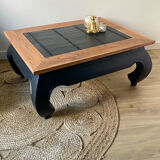 Black Opium and wood coffee table
