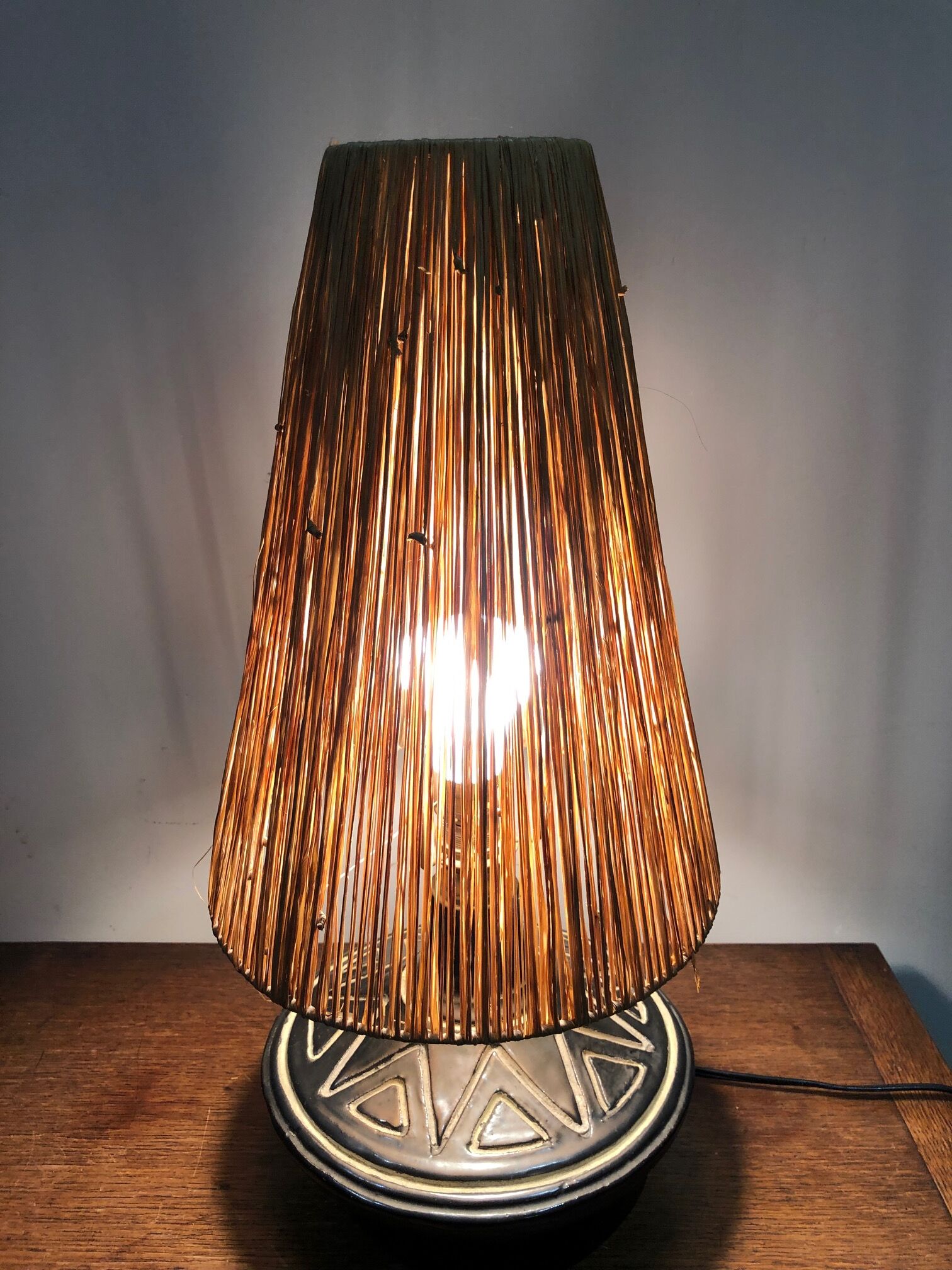 Ceramic lamp signed Jean Rivière 1950