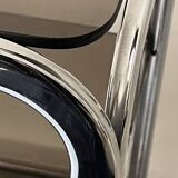 Hi-fi furniture sideboard/bar in smoked glass and chrome, 1970s design.