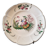 Antique ceramic or earthenware plate from the 19th century, Chinese style decoration