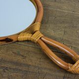 Rattan handle mirror
