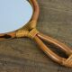 Rattan handle mirror