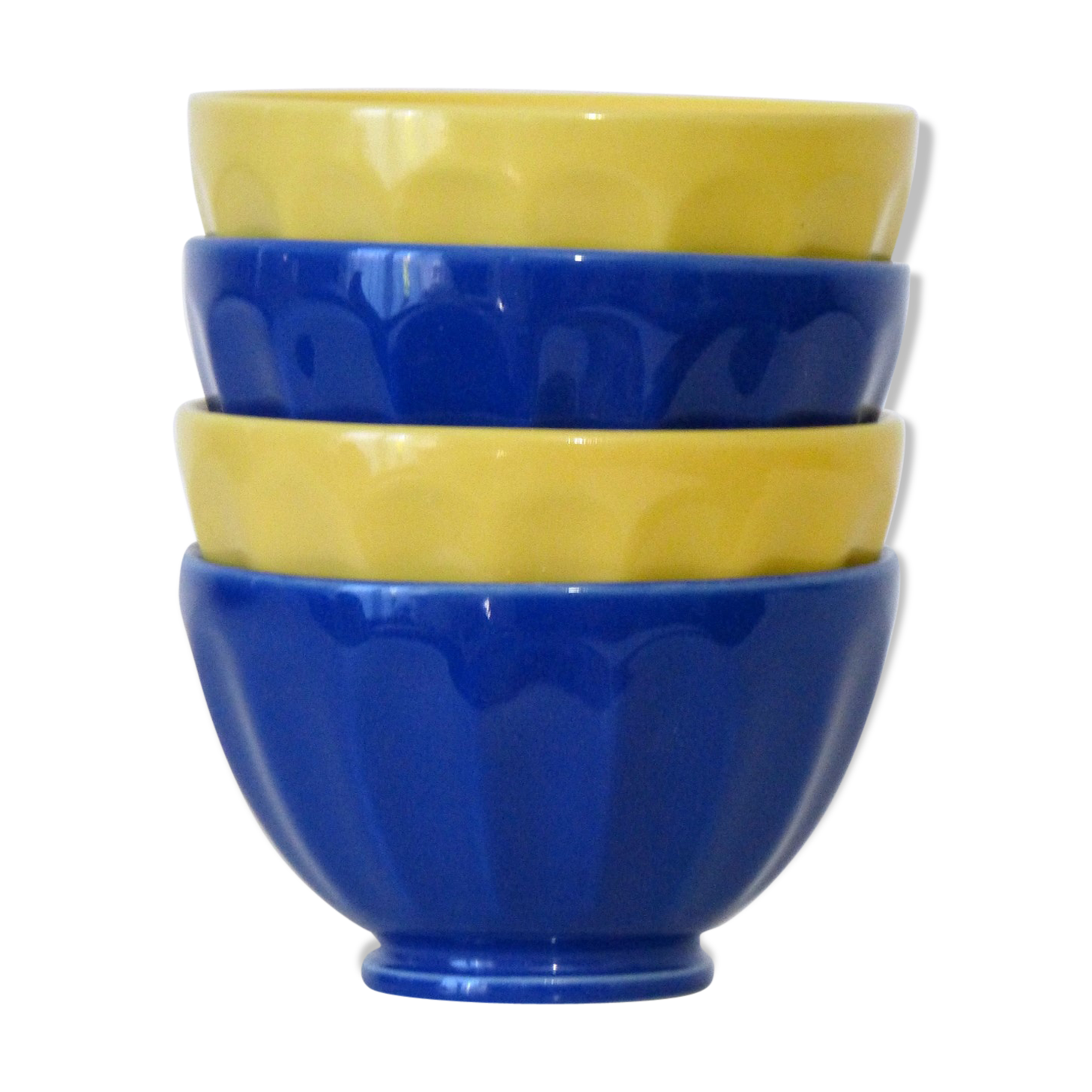 4 bols porcelaine afibel bleu et jaune