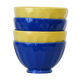 4 bols porcelaine afibel bleu et jaune