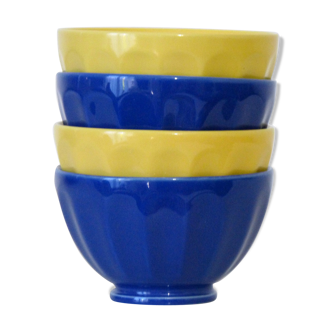 4 bols porcelaine afibel bleu et jaune