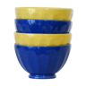 4 bols porcelaine afibel bleu et jaune