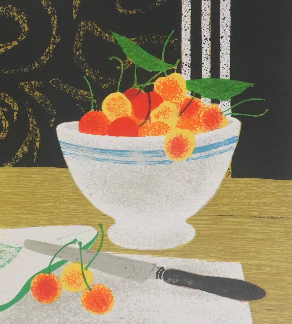 Yves Ganne: Still Life with Pears, original signed lithograph