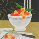 Yves Ganne: Still Life with Pears, original signed lithograph