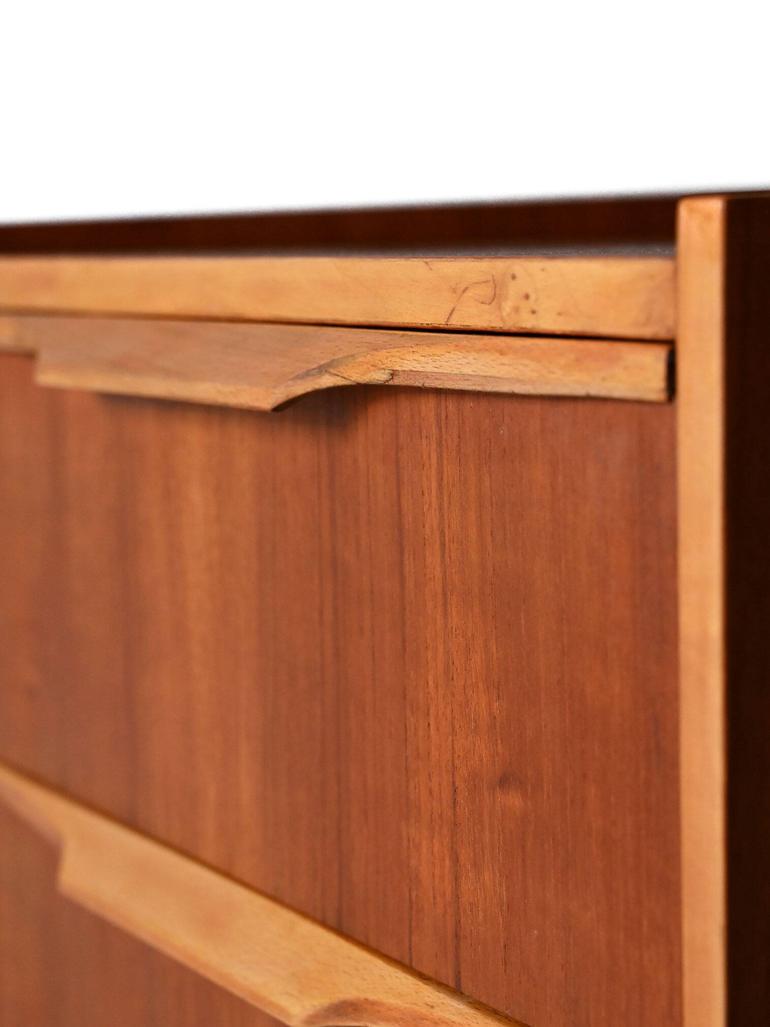 1950s Scandinavian Teak Nightstand with Brass-Tipped Legs