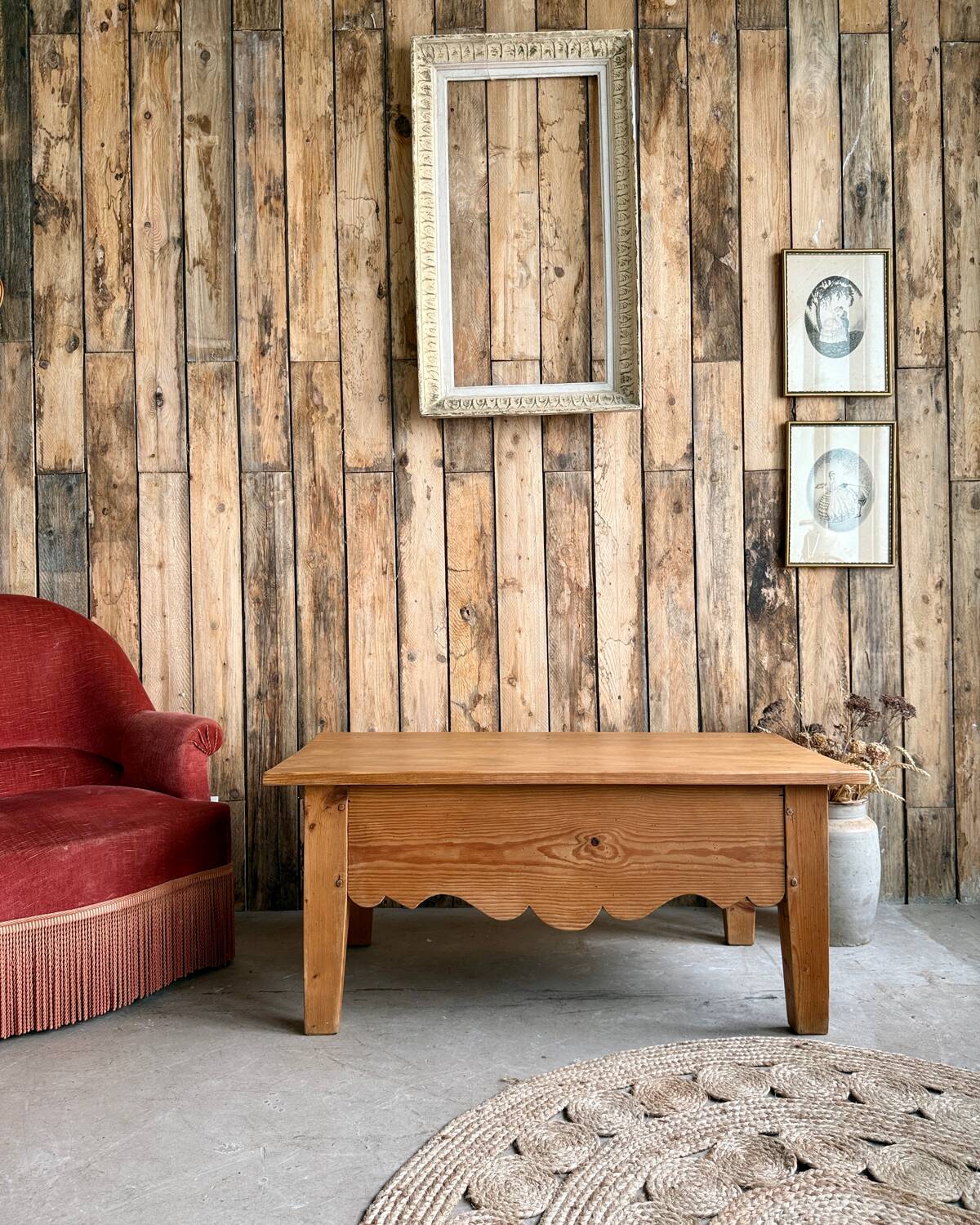 Chic country coffee table in solid pine (renovated)