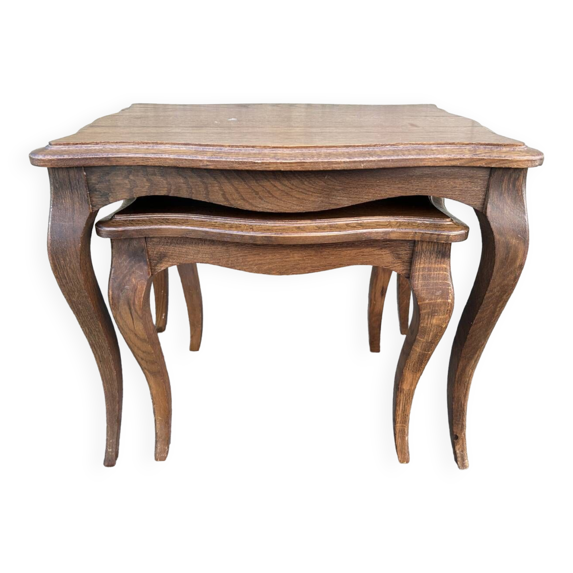 Set of two nesting tables, Louis XV spirit, cherry wood, vintage, 60s