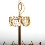Gilded Brass and Crystal Chandelier by Palwa 1970s