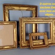 Old Florentine frame round view rebate 38 cm chiseled wood gilded stucco + glass SB656