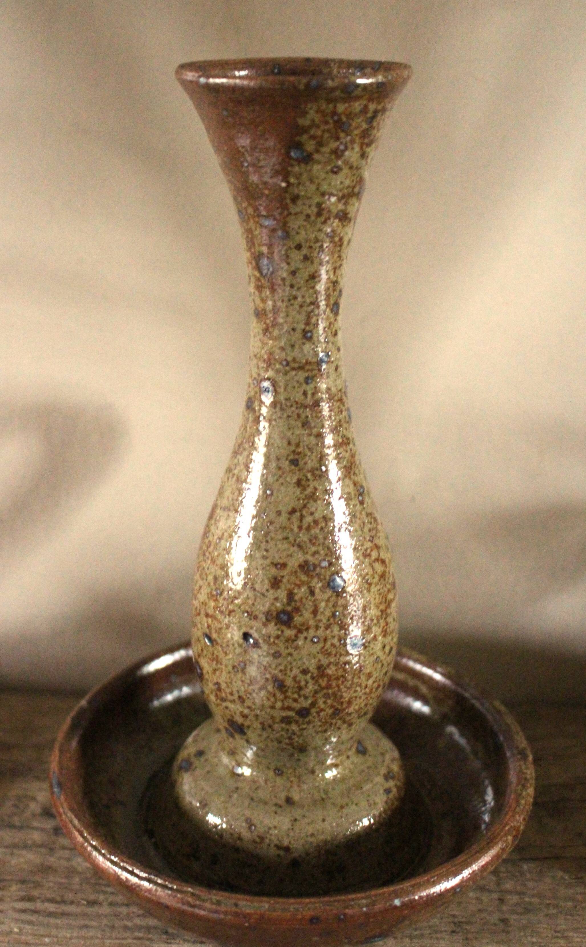 Vintage pyrite cave rat stoneware candlestick