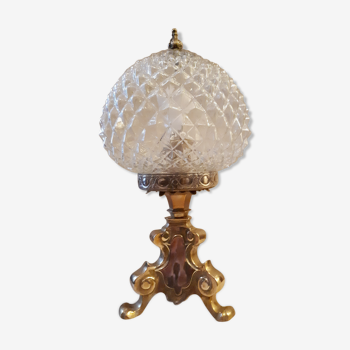 Lampe ananas verre et bronze