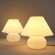 Set of 2 mushroom lamps, opal glass, Glashütte Limburg, Germany, 1970s