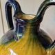 Pottery, jar, old jug in yellow and green glazed terracotta