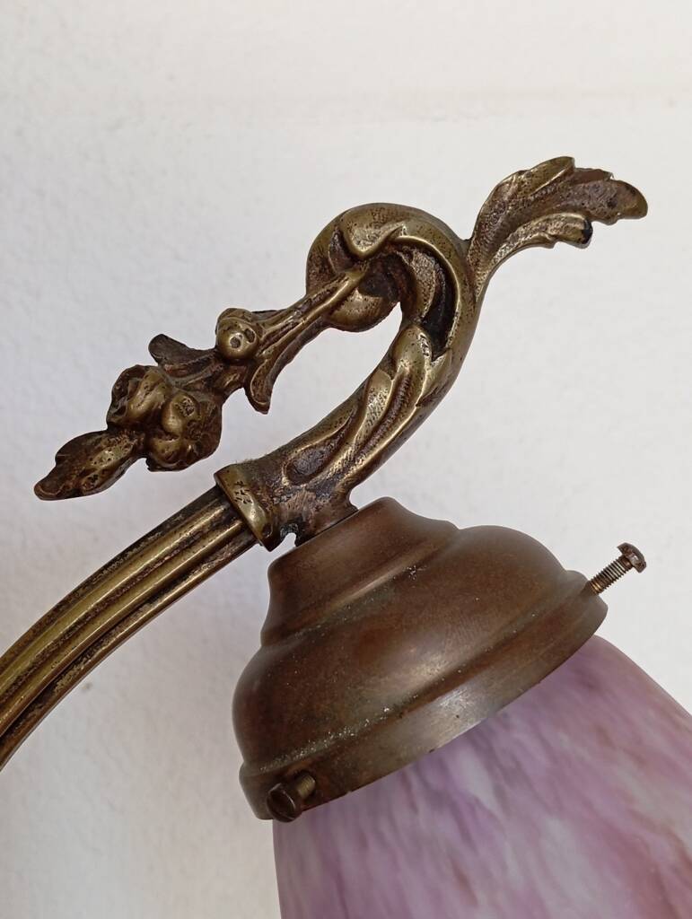 Lampe art nouveau monte et baisse en bronze