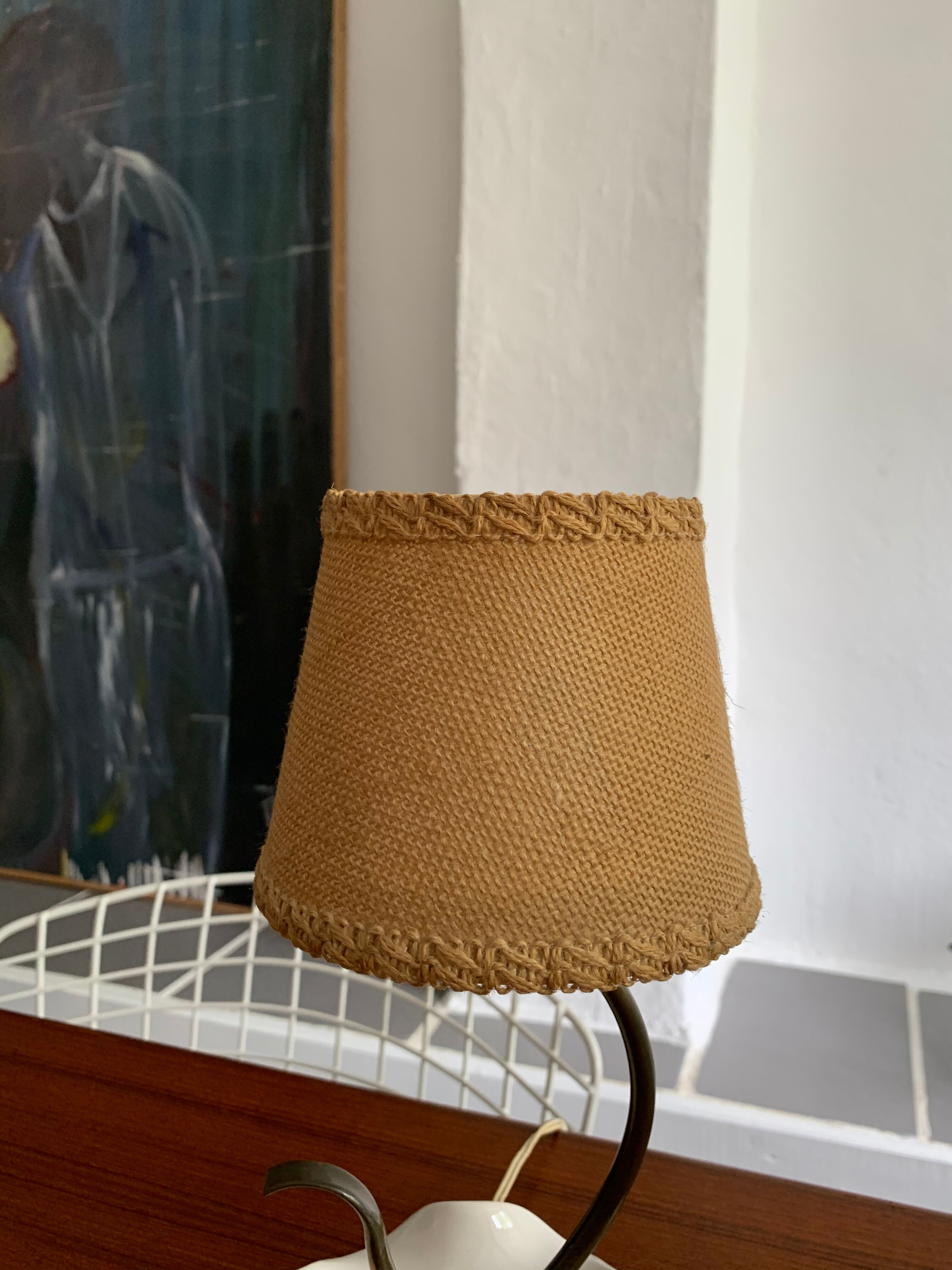 Ceramic lamp and vintage brass