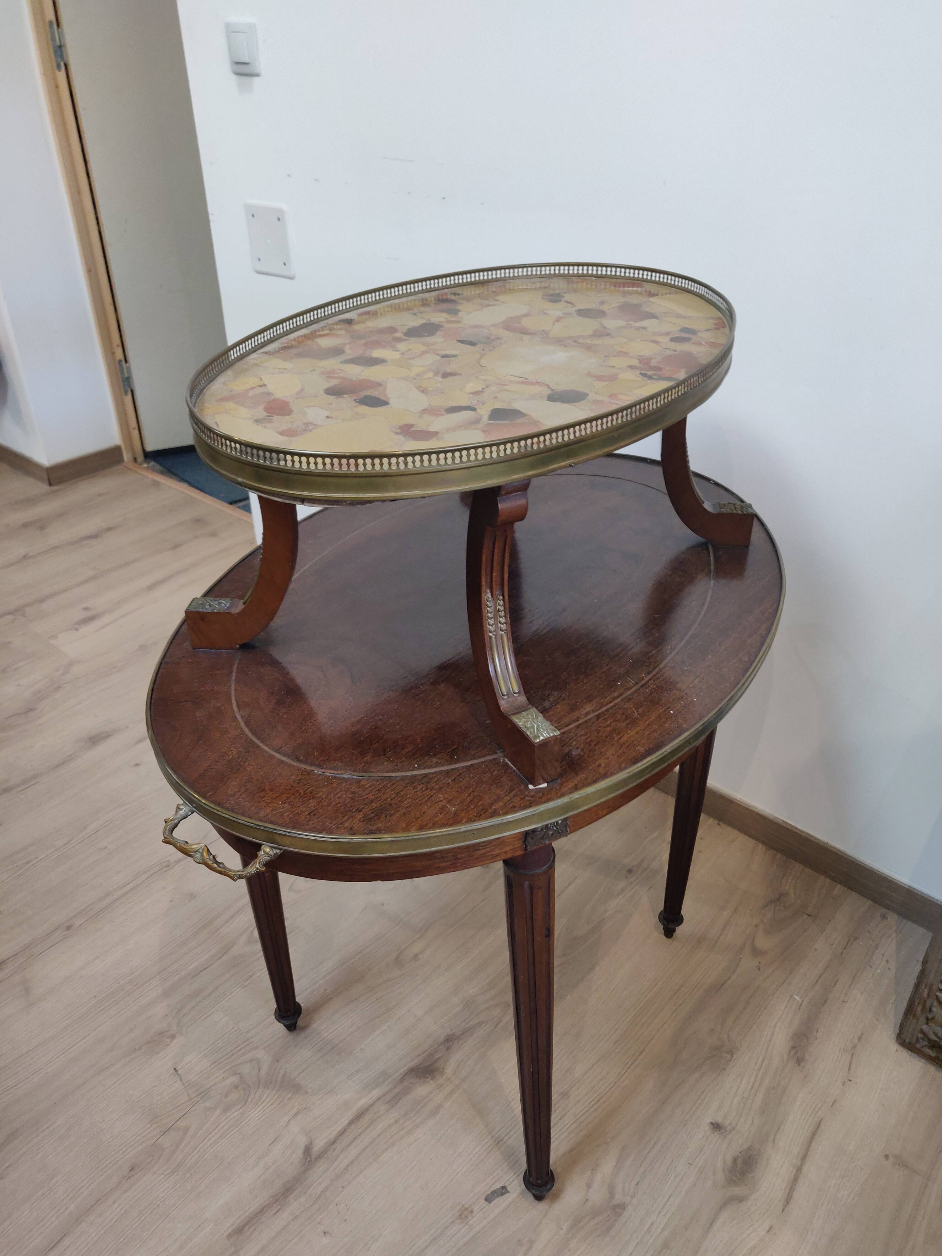 Tea table style louis xvi wood and bronze
