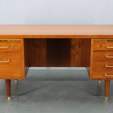 Mid-century Danish teak writing desk with brass details, 1960s