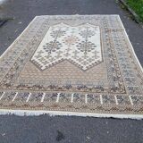Large Persian rug beige brown wool knotted handmade 250x350cm