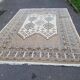 Grand tapis persan beige marron laine nouée fait main 250x350cm