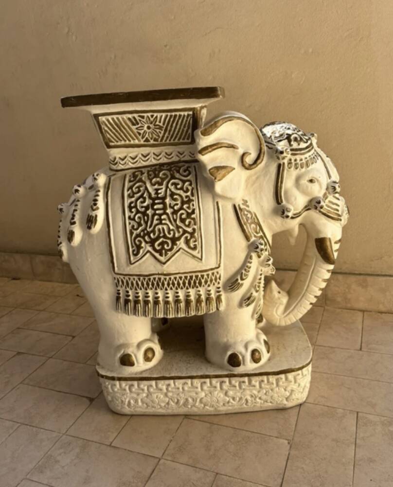 Ceramic elephant stool/stand Hollywood Regency style 1960s