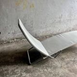 White leather Tuoli lounge chair by Antti Nurmesniemi for Cassina (1970) — chrome frame