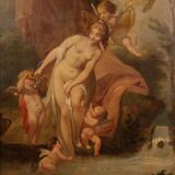 Mythological painting from 19th century, the bath of Venus