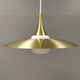 Hanging lamp, from the 1970s in matte white glass and brass colored metal.