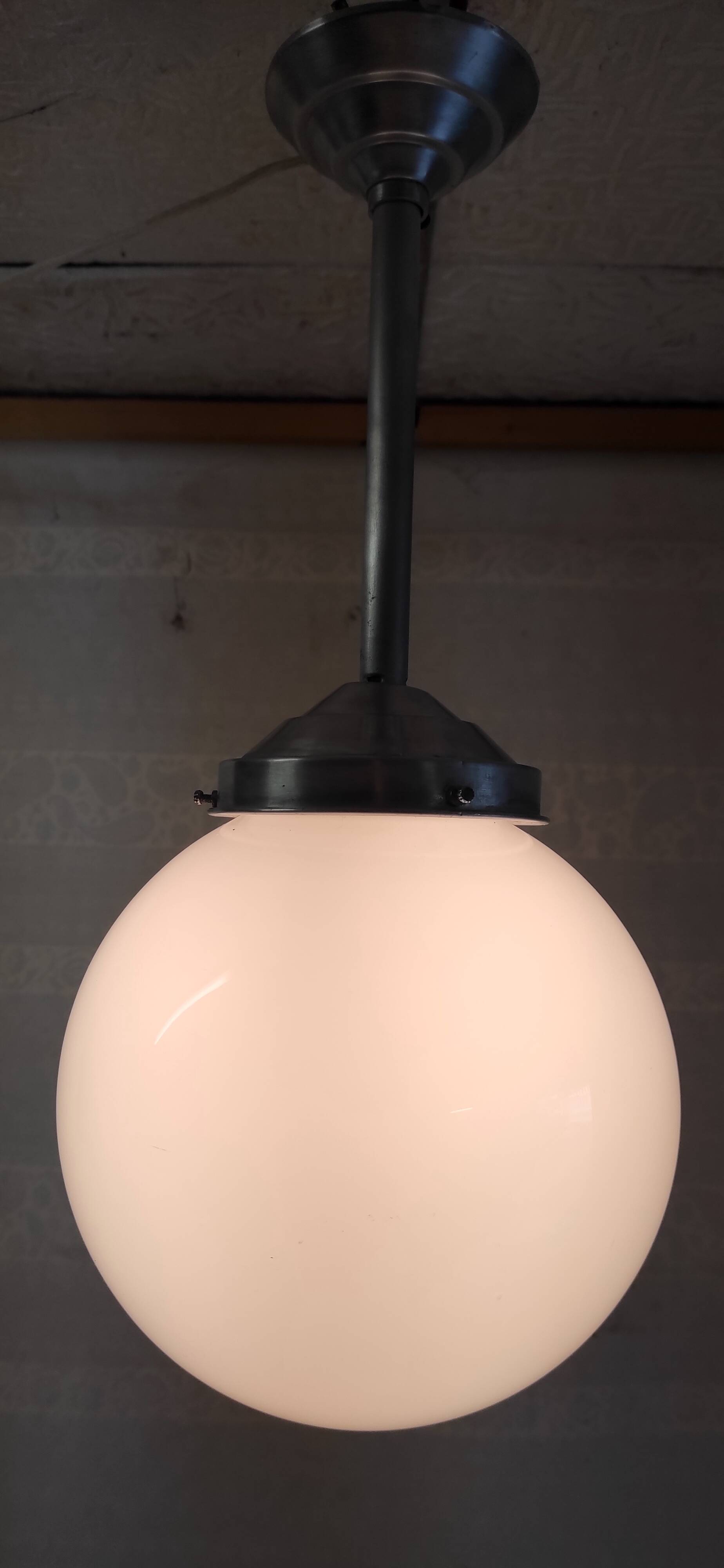 Opaline globe pendant light - mid-20th century