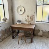 Paneled walnut desk with turned legs, 1900
