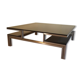 Very nice coffee table in brushed steel and brass