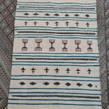 Kilim handmade white carpet in natural wool