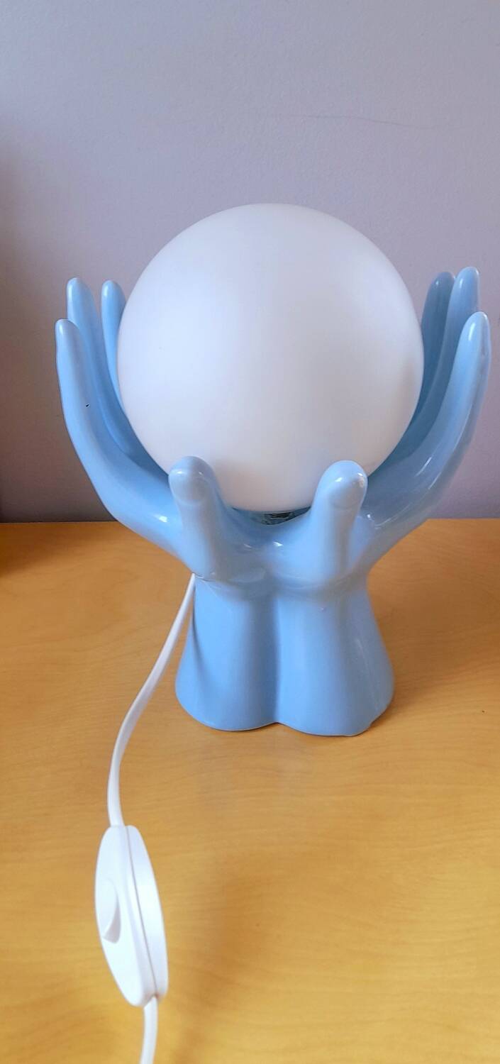 80s enameled ceramic hand lamp