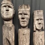 3 wooden folk art totems representing the three wise men, mid-20th century
