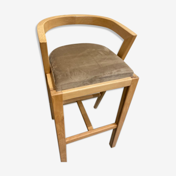 Tabouret en bois velours beige