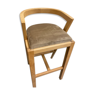 Tabouret en bois velours beige