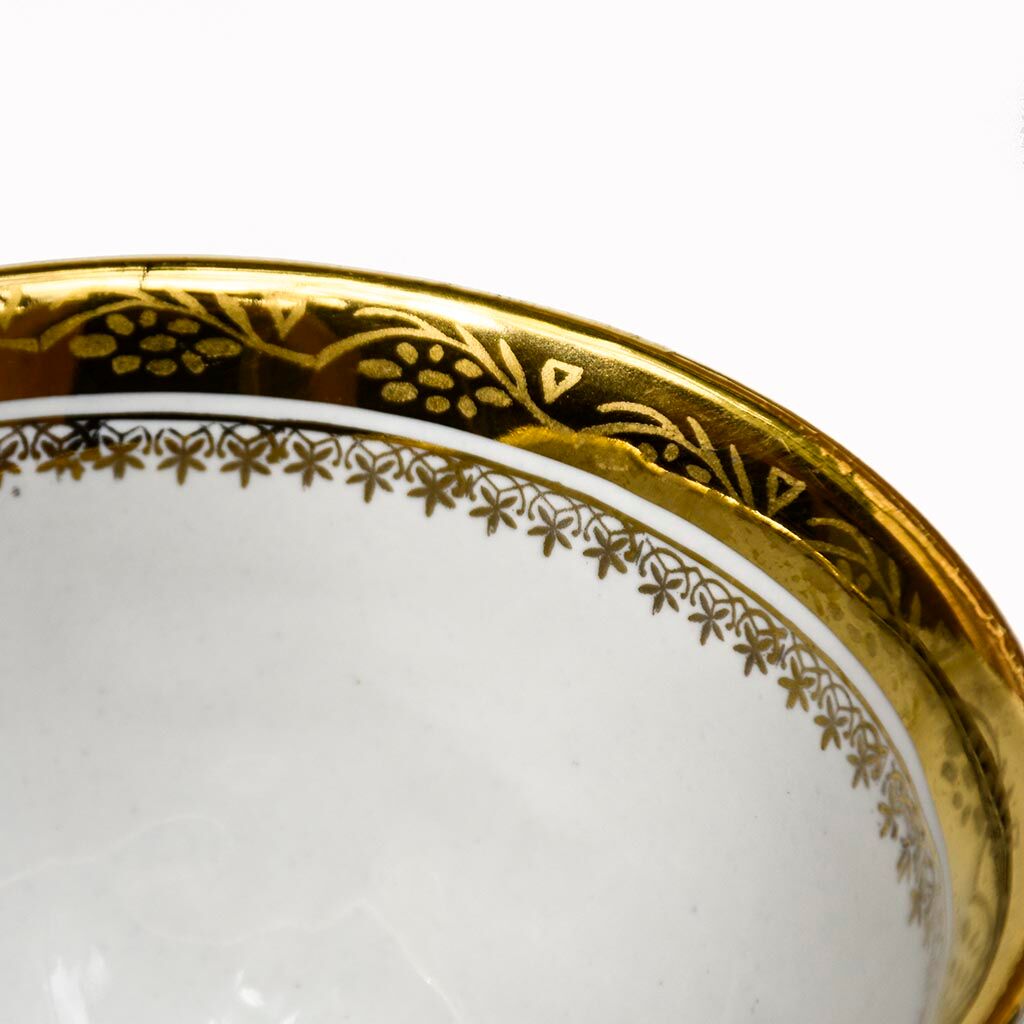 Coffee service Kréma Lafitte Asnières porcelain gold blue ⋆ Brocante Chic