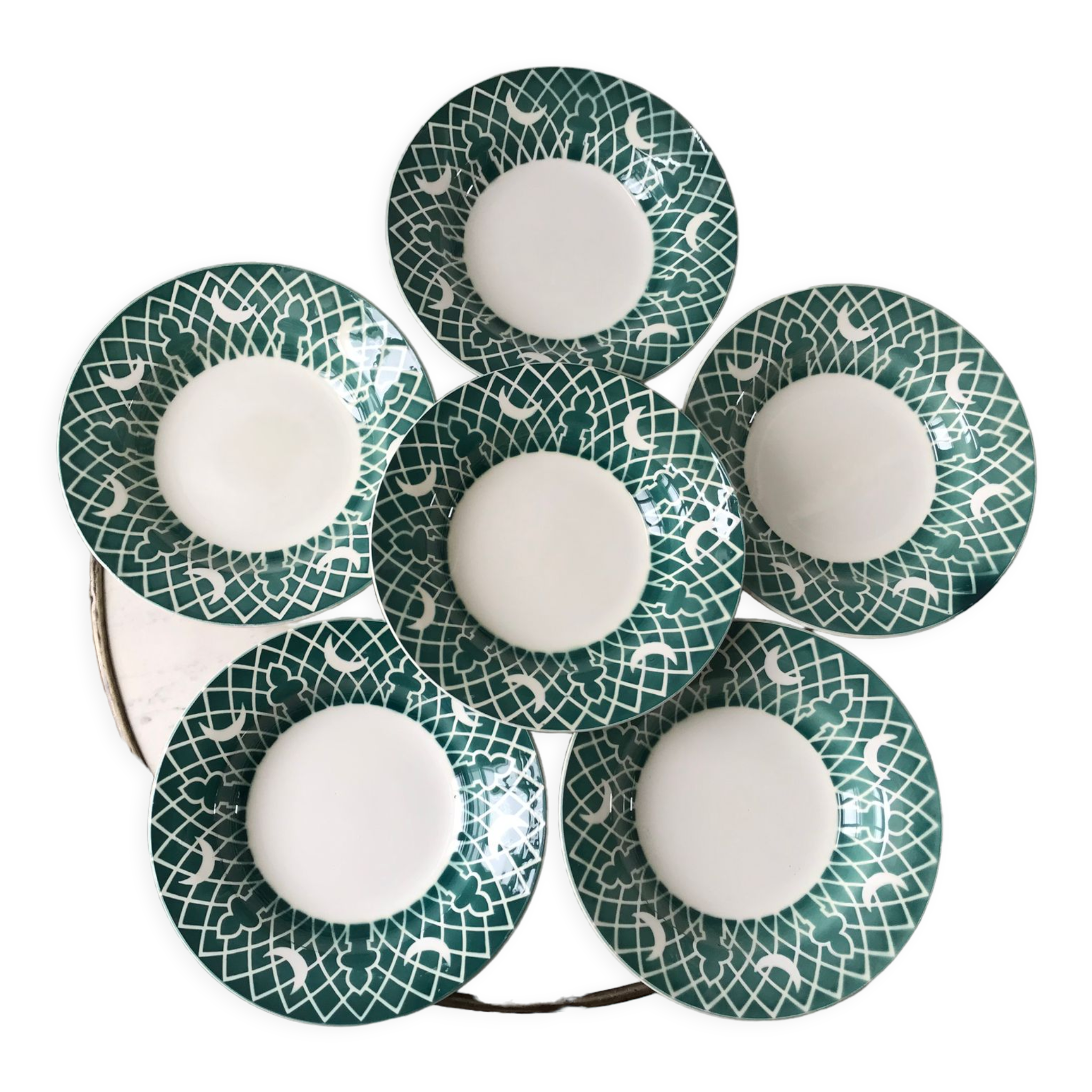 Lot of 6 hollow plates digoin sarreguemines model "leïla" years 30-40