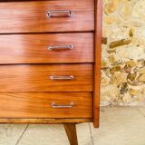 Vintage walnut commode with tapered legs circa 1950s