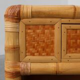 Italian 1970s bamboo and wicker chest of drawers or nightstand