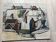 Vintage cubist modernist painting – Harbour view and architecture – Oil