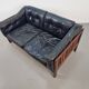 Mid-Century Modern Scandinavian Monte Carlo Sofa in Black Leather and Wood by Ingvar Stockum, 1965