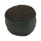 Vintage Round Pouf Patchwork Patchwork Faux Leather 49cm