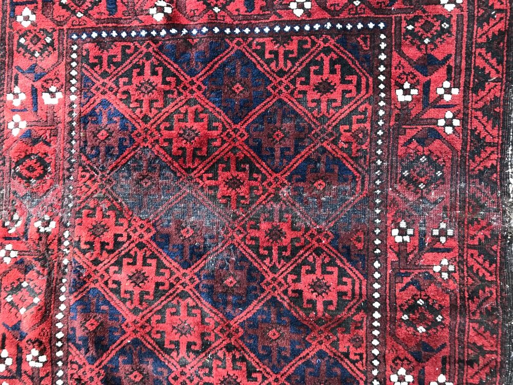 Pretty rug old belgian Afghan Turkmen handmade 100x180 cm