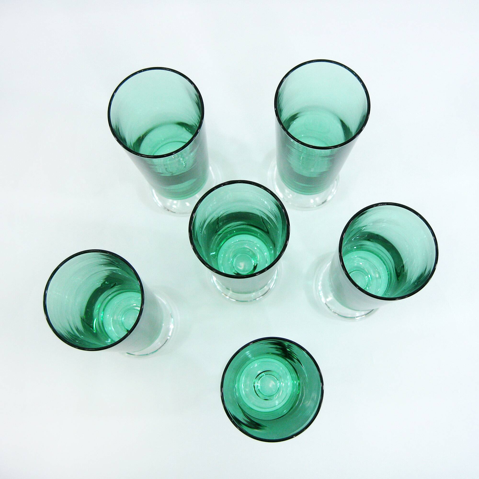6 vintage mint green champagne flutes - Luminarc Arcoroc France