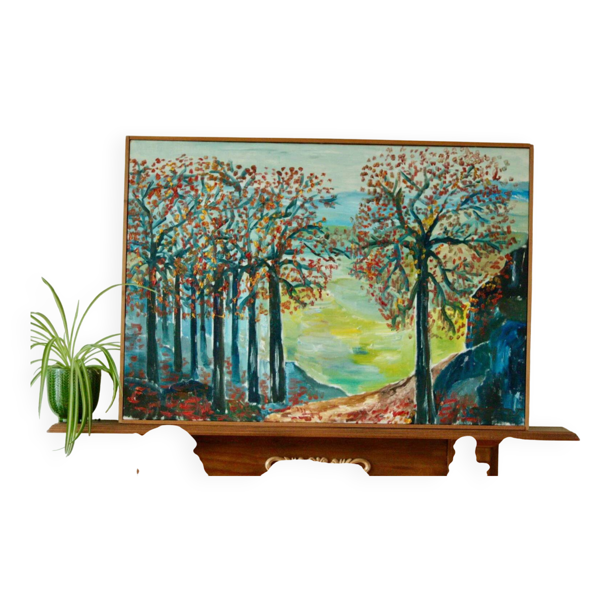 Original vintage Swedish oil on canvas – "Autumn Trees"